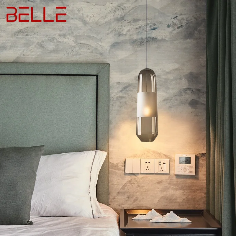 BELLE Nordic Glass Pendant Chandelier Lamps LED Modern Creative Hanging Lights for Home Dining Bedroom Bedside Decor Fixtures