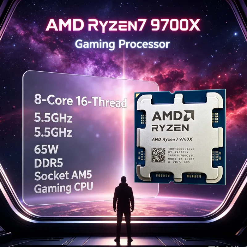 AMD Ryzen 7 9700X 8-Core 16-Thread 4NM 65W without fan 3.8GHz L3=32M PCIe 5.0 Up to 5.5GHz Socket AM5 DDR5 Gaming CPU