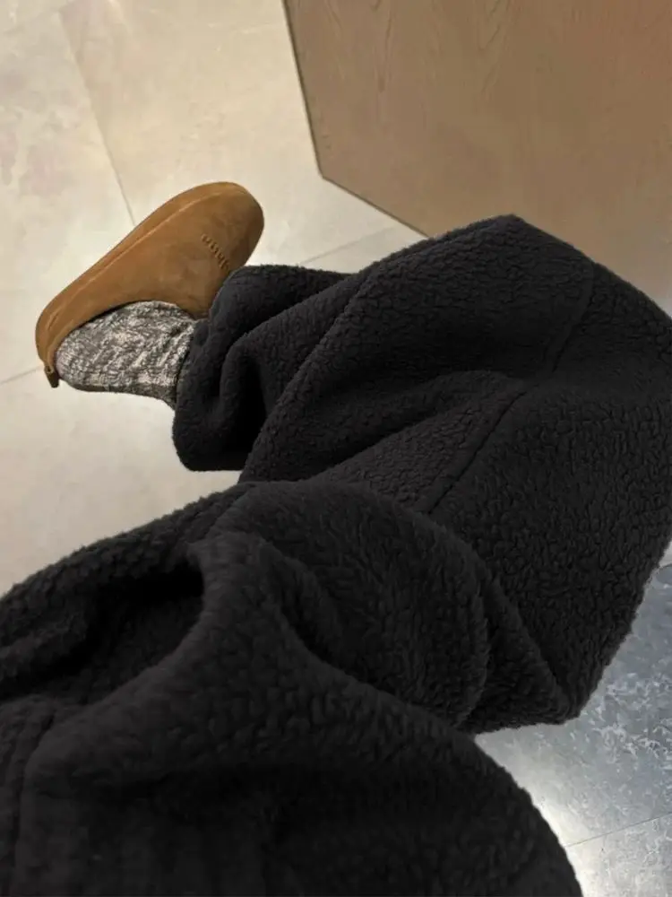 

Женские зимние спортивные брюки больших размеров с широкими штанинами, на флисовой подкладке, с высокой талией, свободного кроя, повседневные