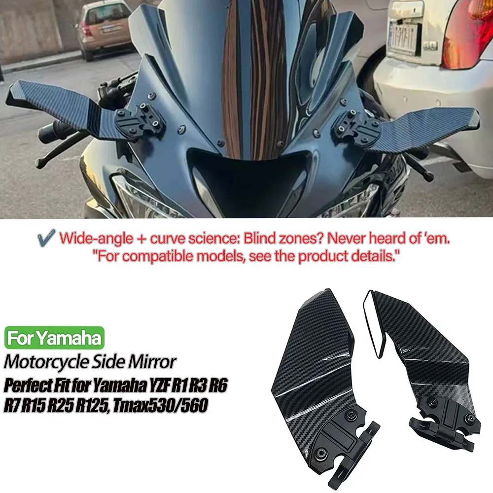 

Motorcycle Mirrors For Yamaha YZF R1 R3 R6 R7 R15 R25 R125 Tmax530/560 Conversion Wind Wing Adjustable Swivel Side Mirror