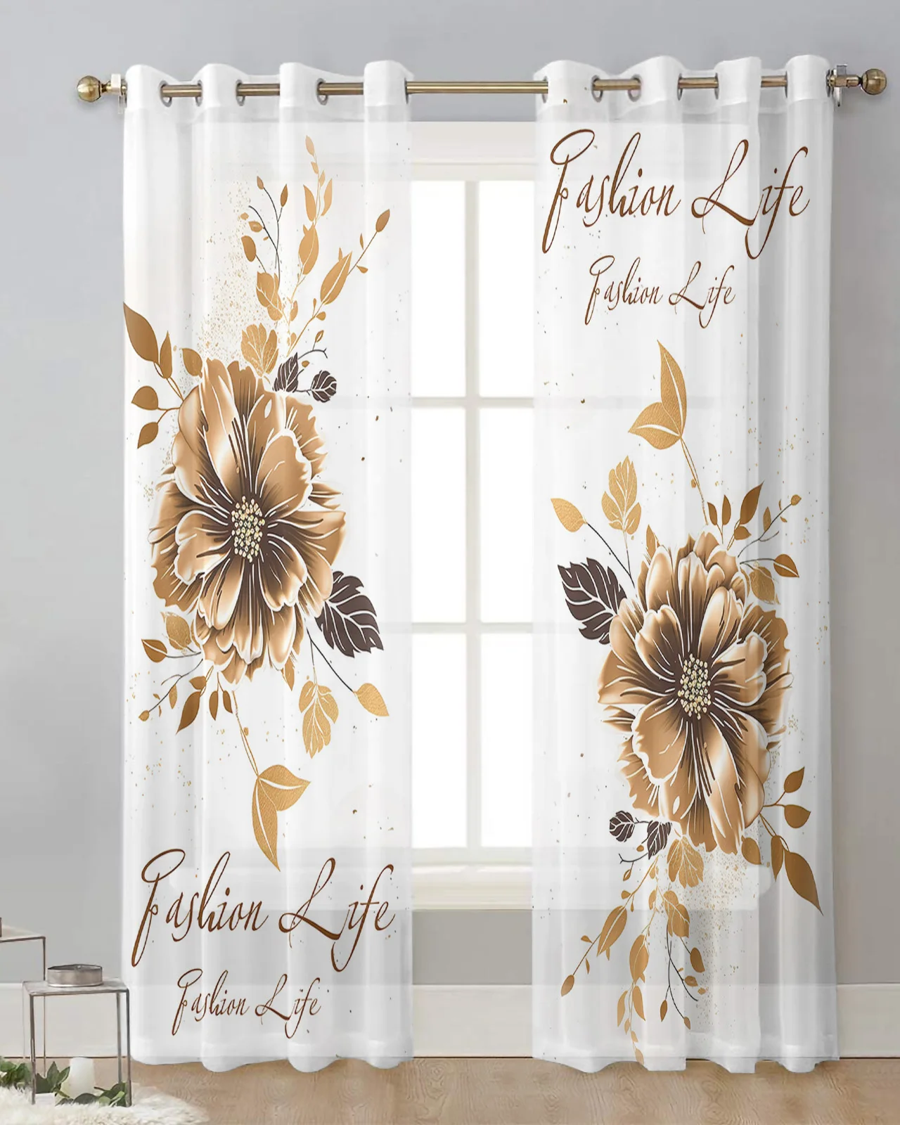 Flower Leaf Letter Curtain Tulle Curtains For Living Room Kitchen Window Treatments Voile Curtains