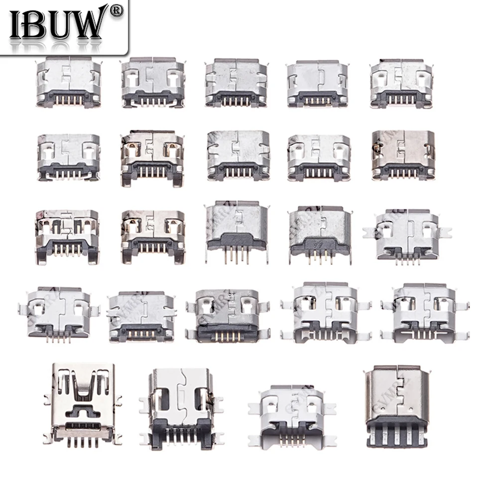 10PCS 24 Models Jack Socket Connectors Micro USB Connector Jack Connectors for Samsung MP3 Huawei SMD DIP Socket MP3
