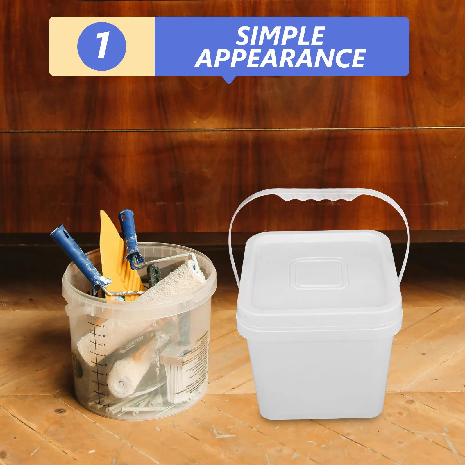 5L White Paint Storage Bucket with Tight Seal Lid Comfort Grip Handle Sturdy Plastic Container for Artists Contractors Home