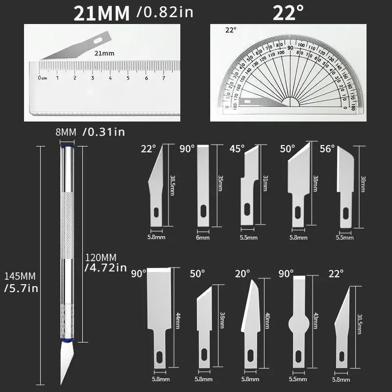 13Pcs Metal Carving Knife Pen Style Art Seal Cutting Manual Combination Paper Cuttings Non-Slip Gadget DIY Precision Repair Tool
