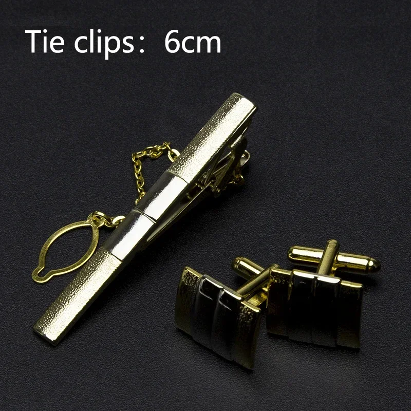 Men\'s Classic Tie Clips Cufflinks Set Luxury Tie Pin Accessories Shirts Cuff Tie Clips Fashion Cufflink for Men Gifts Jewelry