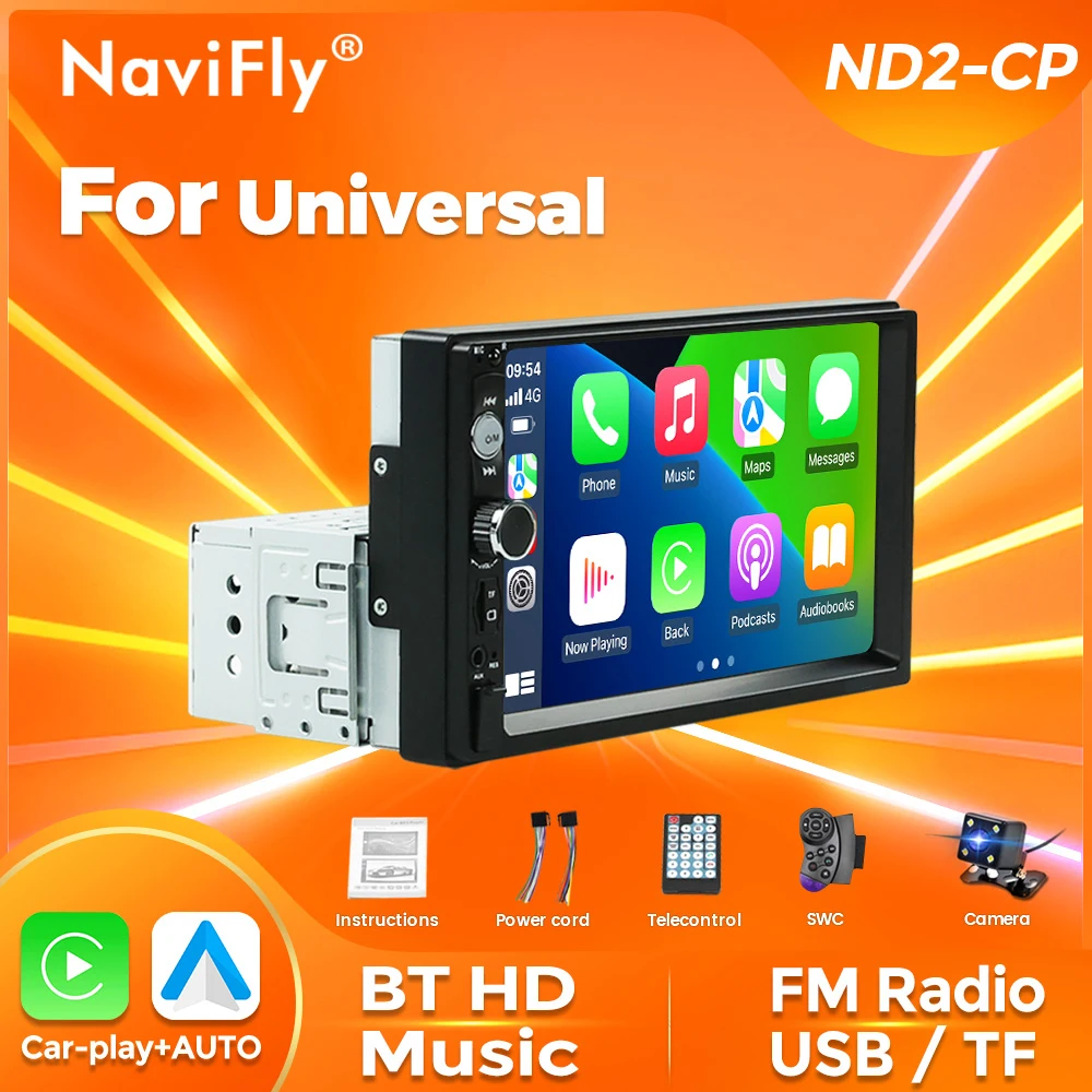 NaviFly ND2 7inch HD Touch Screen Universal Car Radio 1Din MP5 Player CarPlay Android Auto Intelligent Systems Multimedia Stereo