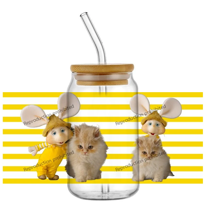 

Мультяшная мышь Topo Gigio наклейка УФ DTF чашка обертывает для 16 унций водонепроницаемая УФ-переносная наклейка DTF очки DIY кружка наклейка обертка