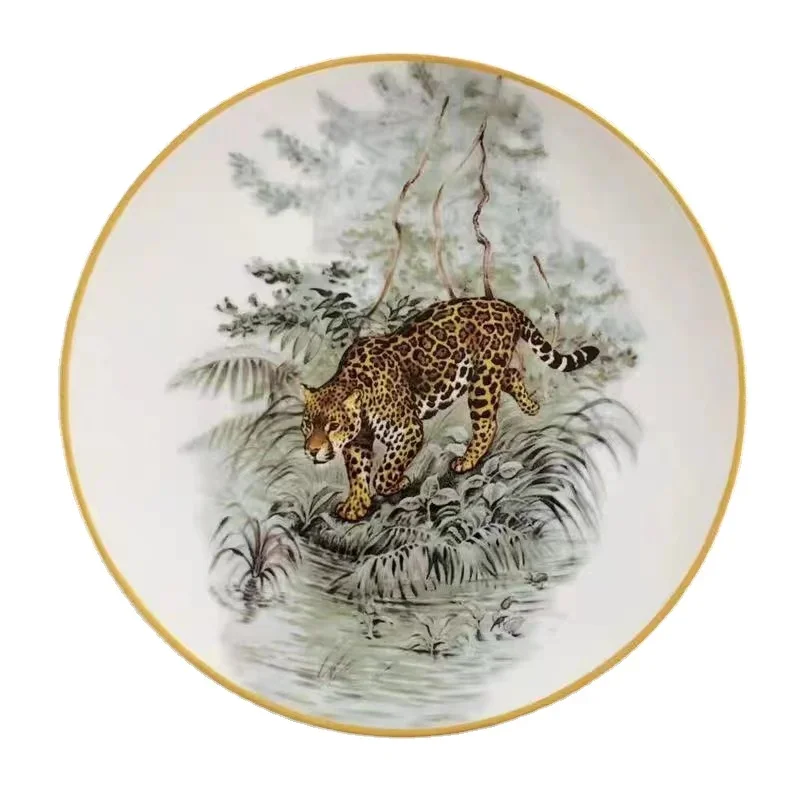 

Luxury Decorative Forest Animals Plates Porcelain Serving Dinner Plate Fruit Tray Jungle Ceramic Dish Kitchen Decor Gifts box