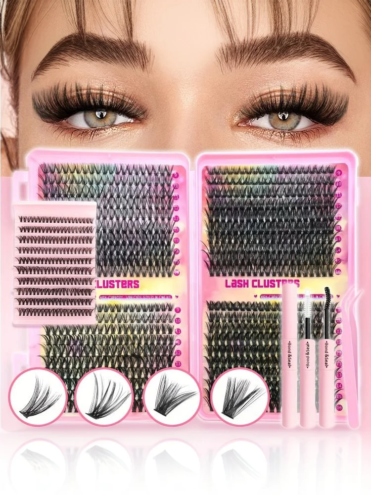 200 pièces/800 pièces D Curl Cluster cils longueurs mélangées aspect naturel léger parfait bricolage beauté réutilisable et facile à appliquer