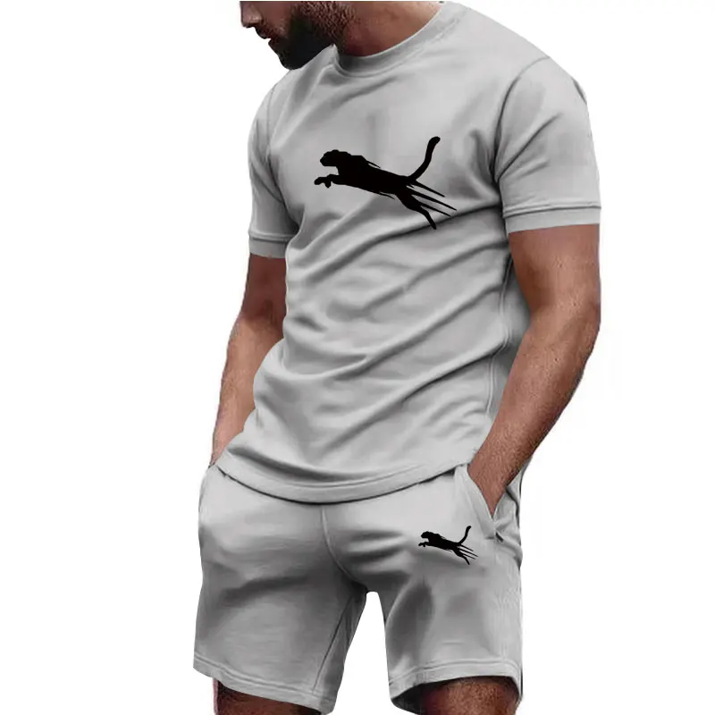 

Summer Outdoor Leisure Sports Men's Suit Stylish And Comfortable Men's Wear Crewneck Short Sleeve And Shorts Two-piece Set