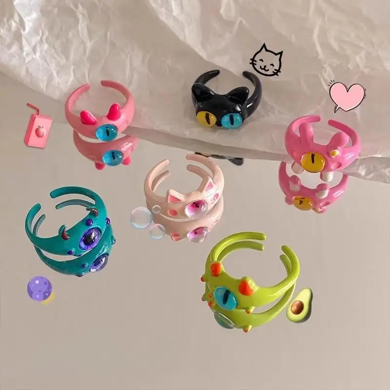 Niedliches kleines Monster 2025, neuer Ring Dopamin-Paar-Freundin-Ring, Kinder-Geschenk, Cartoon-Ring
