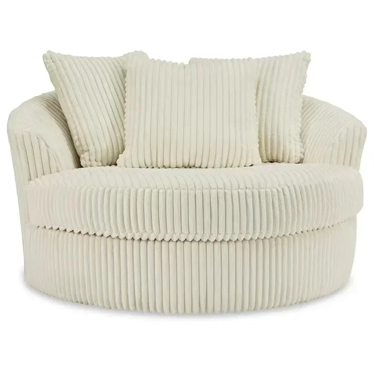

Nordic Designer Lazy Fabric Small Couch Bedroom Balcony Modern Cream Wind Rotating Corduroy Single Sofa
