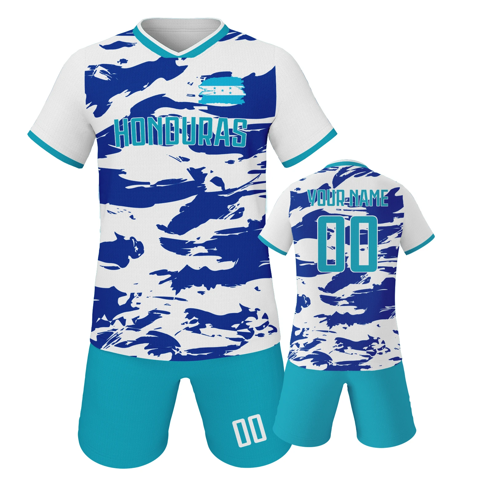 

Custom Honduras Kids Soccer Jersey Set Personalized Football Kit with Print Name Number Youth Team Training Sportswear 3-14Y