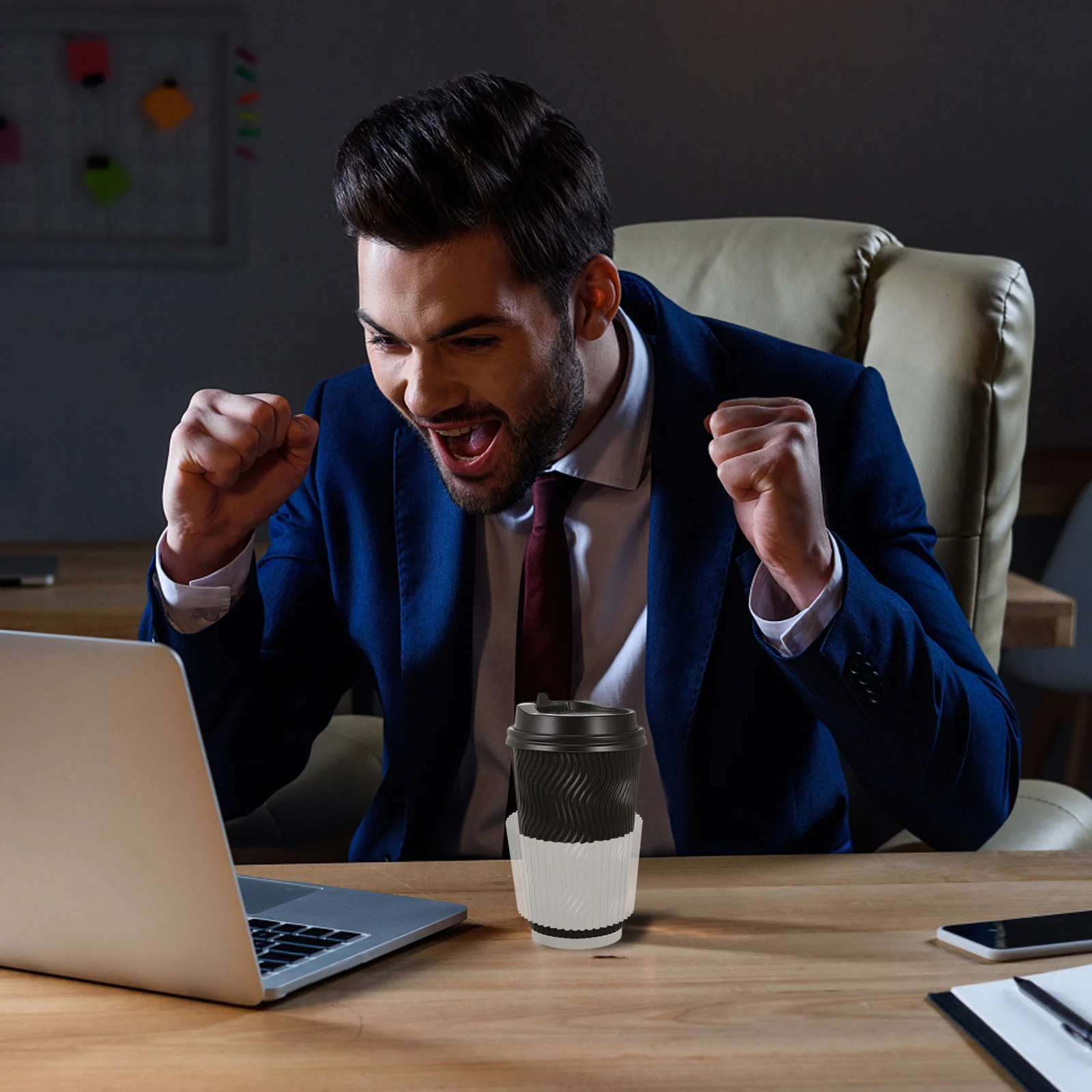 

100pcs Transparent Sleeve Corrugated Plastic Heat-Insulation Milk Tea Coffee Cup Cover Outdoor Cup Protector Cold-Insulation