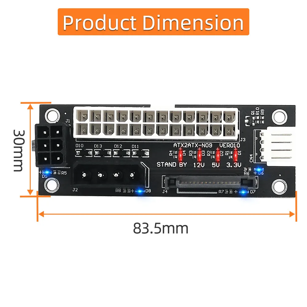 Dual PSU Power Adapter ATX 24Pin to Molex 4Pin/SATA/6Pin Power Supply Board Sync Extender Cable Add2psu for Graphics Card Mining