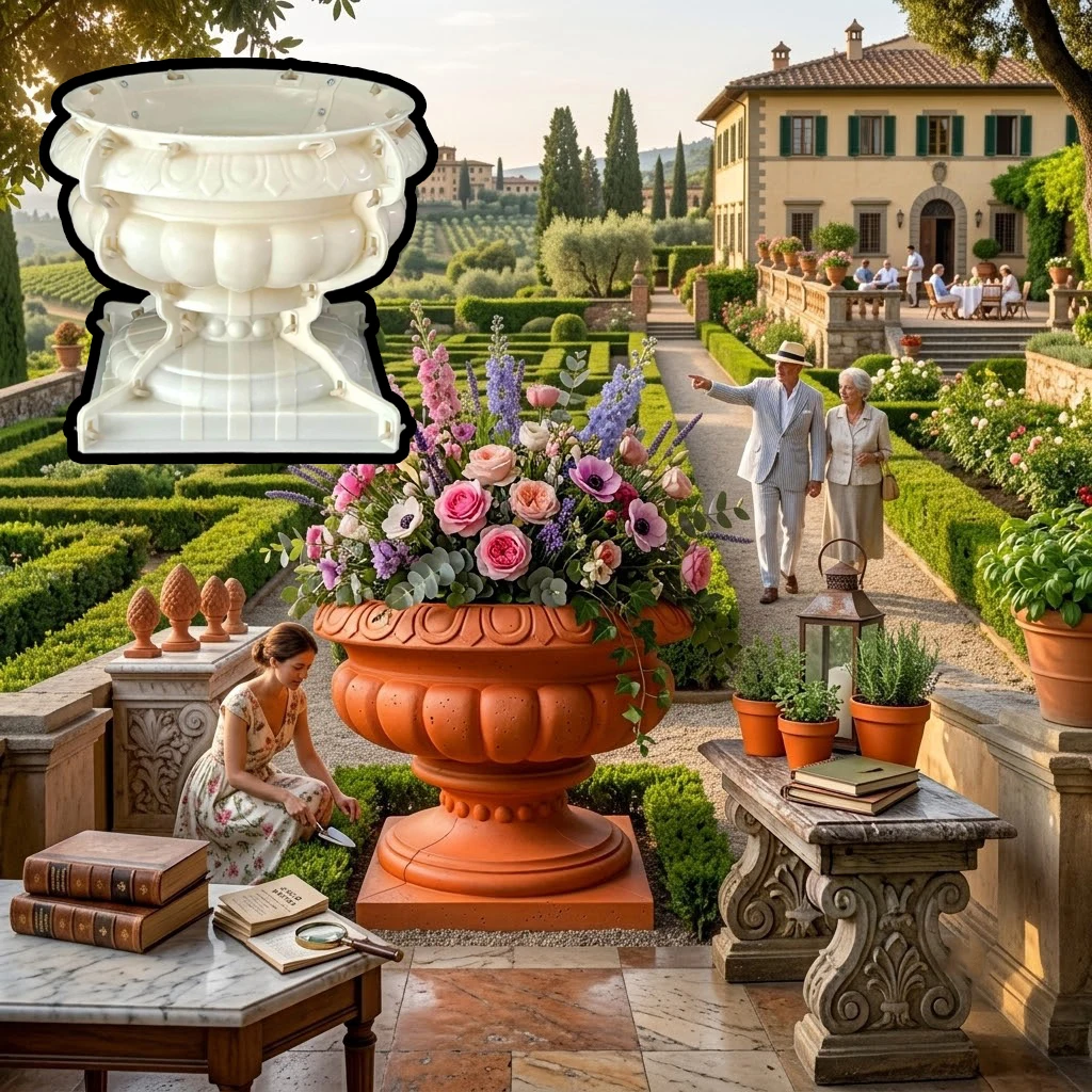 New Large Flower Pot Cement Mold Balcony Cement Plastic Circular Bottom Grouting Thickened Concrete Model