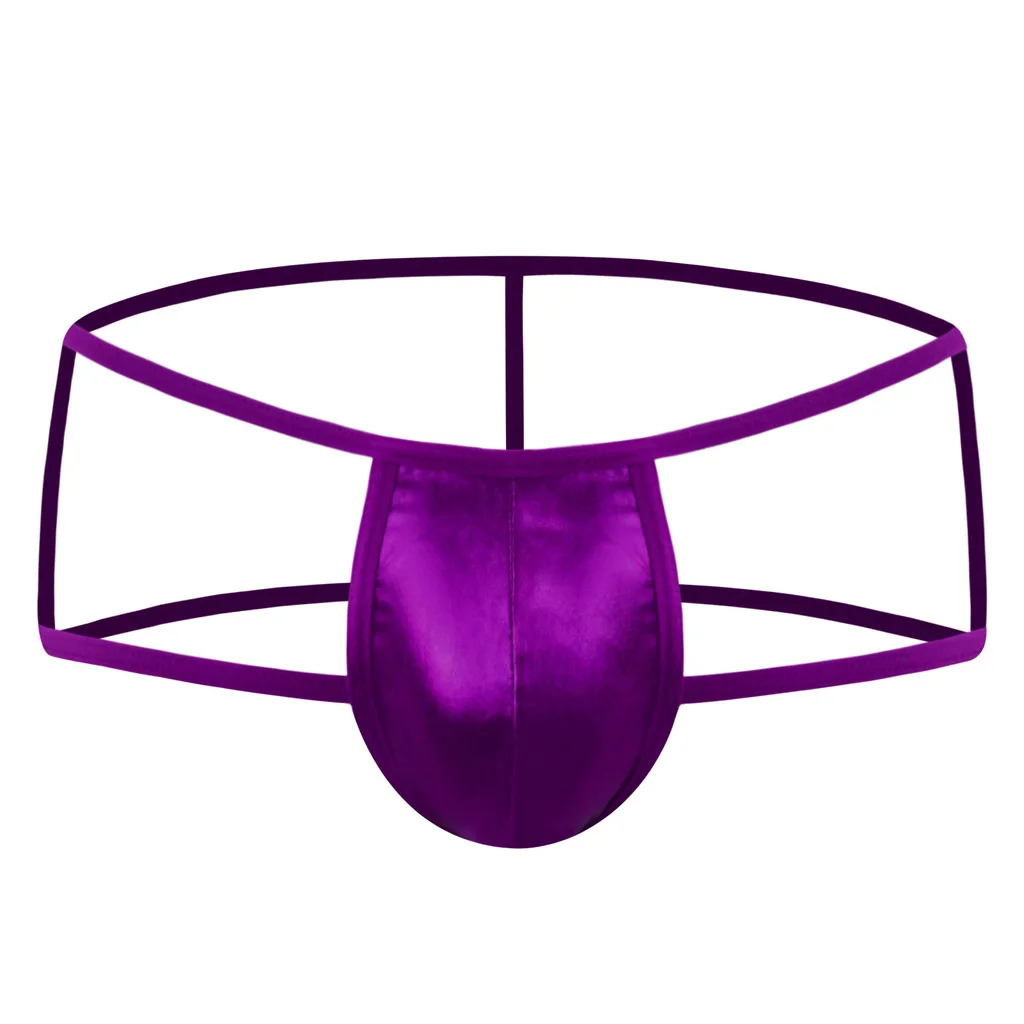 

Блестящие стринги из искусственной кожи с Т-образной спинкой для мужчин, сексуальные трусики с низкой посадкой и U-образной выпуклой сумкой, стринги с открытыми ягодицами, трусики с открытой спиной