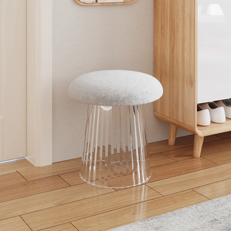 Creative Mushroom Stool, Nordic Furniture, Acrylic Round Stool, Living Room Sofa Footstool, Bedroom Dressing Stool, Mobile Chair