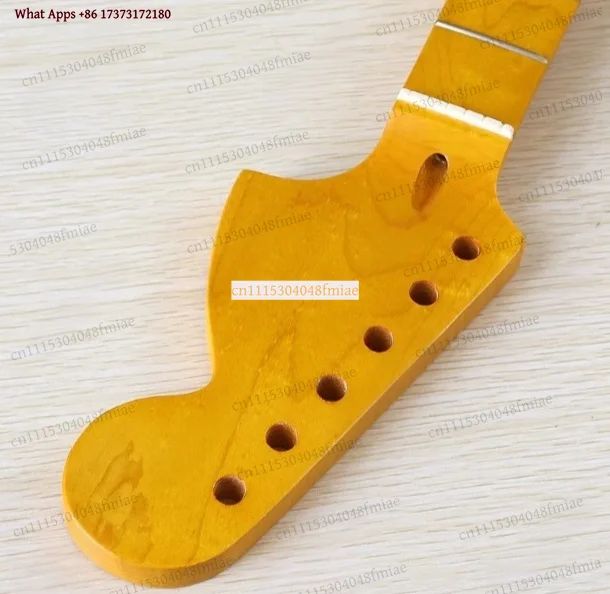 k3 6-String 22-Fret Electric Guitar Neck, Gloss Yellow Maple with Skunk Stripe, DIY Replacement Parts