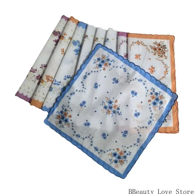 

9pcs мягкие хлопковые хэнкисы цветочные вышива