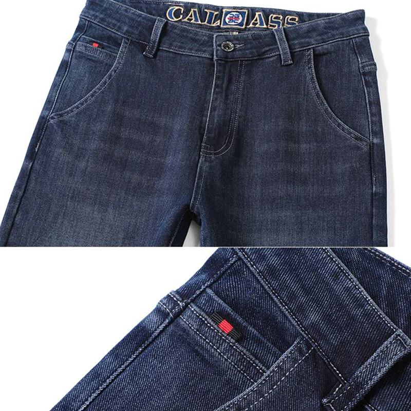 High End SLIM FIT Blackish กางเกงสีเทาผู้ชายข้อเท้าความยาวกางเกงความยืดหยุ่นพิมพ์กางเกงยีนส์ชายหลวมตรงแฟชั่น DENIM กางเกง