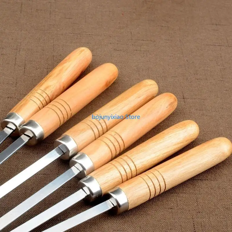 

900b 6pcs мясные шашлыки из нержавеющей стали шашлыки с деревянными ручками палочка
