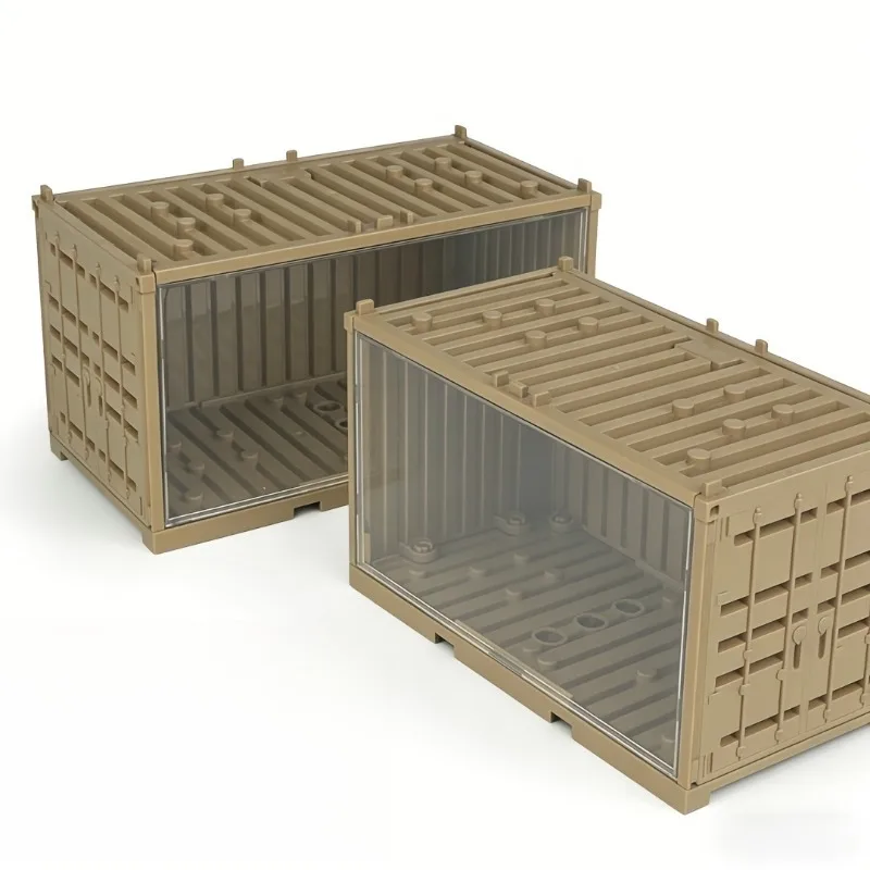 6pcs Toy Display Box Miniature Desktop Container Storing Mini Figures MOC Military Scene Building Model Additions Storage Boxes