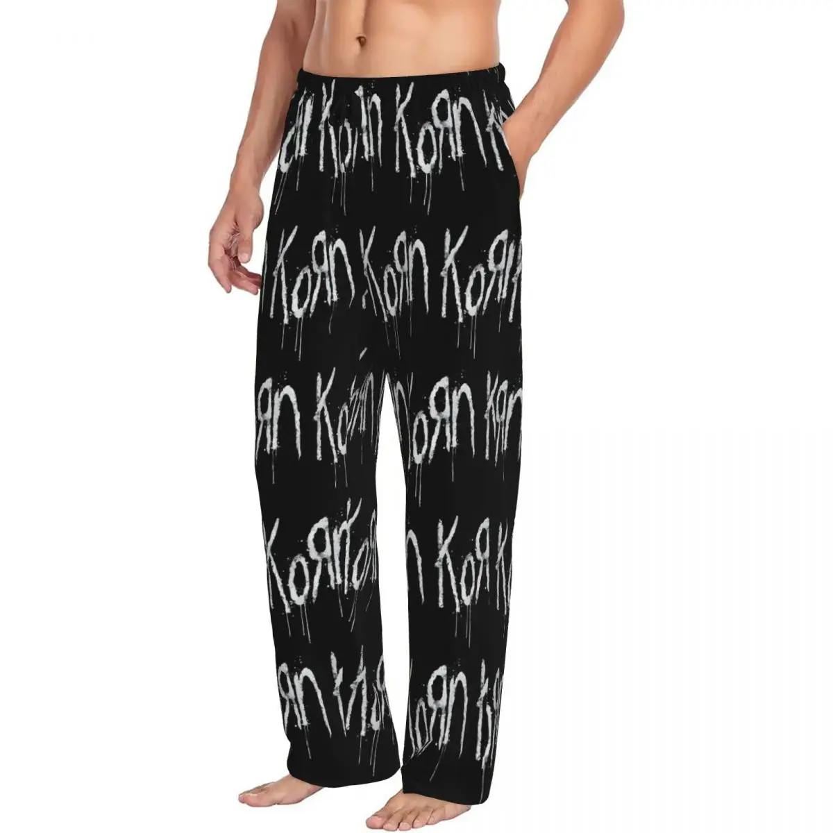 Custom Korn Band Rock Metal Music Men Pajama Pants Lounge Sleep Sleepwear Bottoms with Pockets