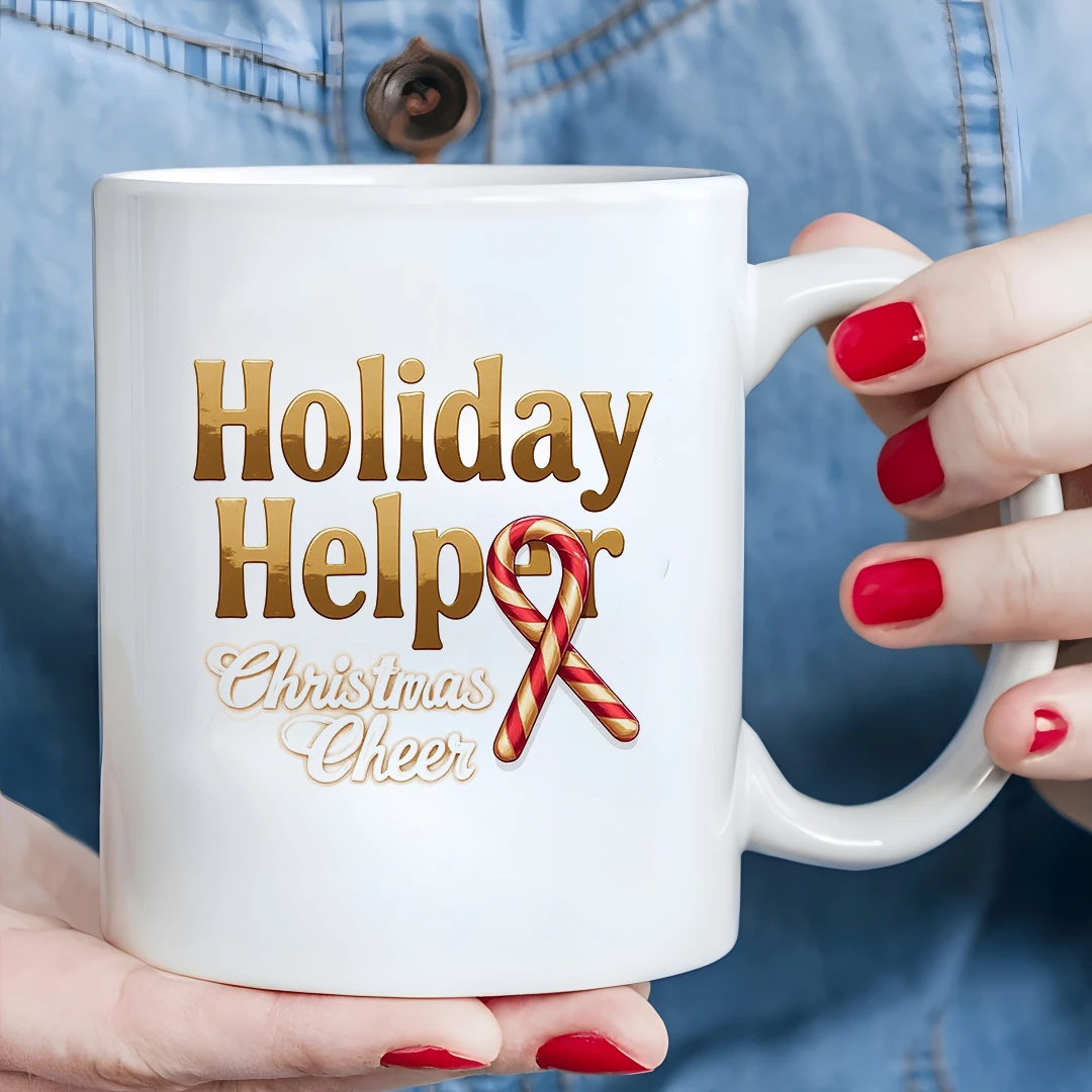 Mug 11oz + Cangkir Natal Stik Permen Kreatif + Hadiah Natal - Cangkir Air Anak Cangkir Kopi Rumah Kantor