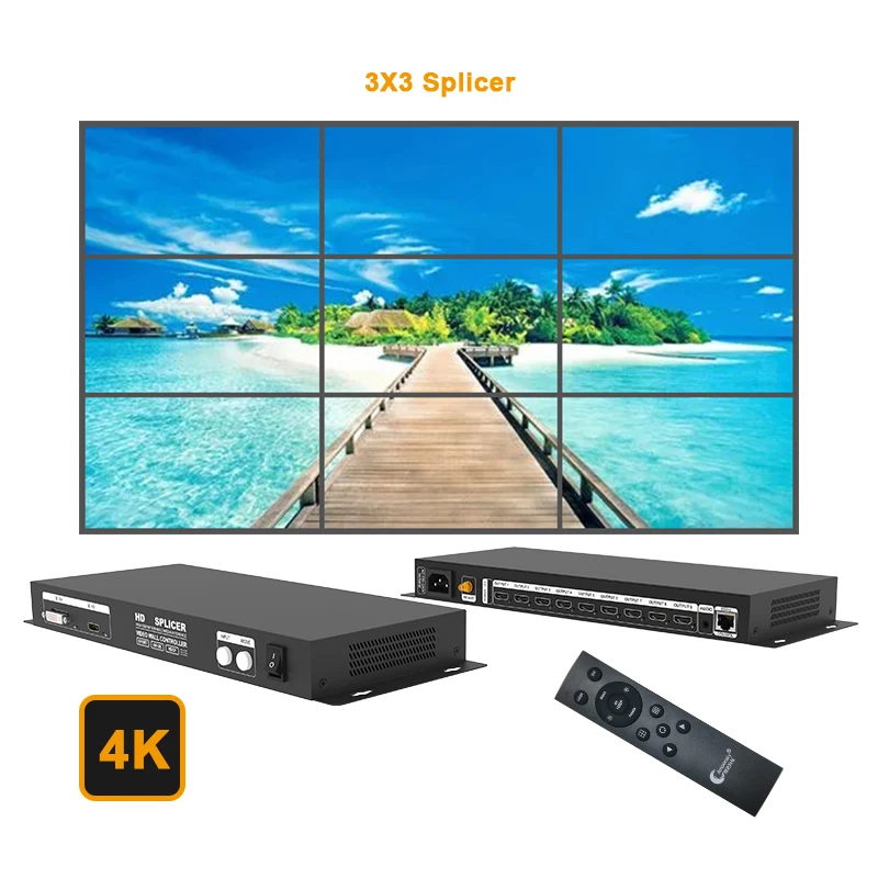 Video Wall Controller 3x3 HDCP DVI Eingang 1080P 3x3 2x3 2x4 4x2 1x4 TV Wall Controller Prozessor 9 Bildschirm Spleißen Splicer Box