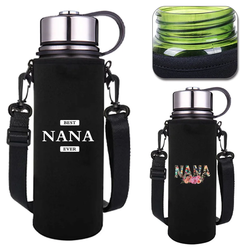 

Water Bottle Sleeve Adjustable Strap, Portable Insulated Water Cup Sleeve for 550-1500ML Sports Bottles Case Nana Print