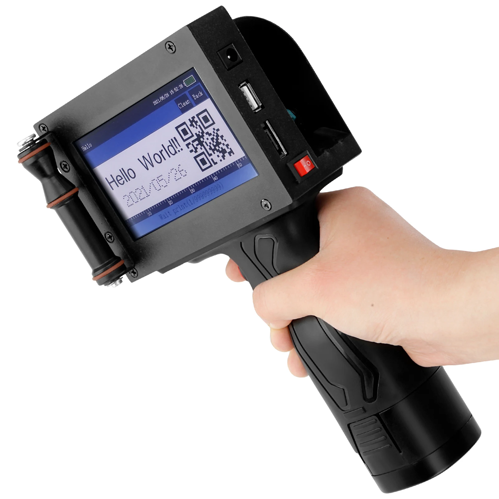 4,3-Zoll-Touchscreen-tragbarer Hand-Tintenstrahldrucker 2-12,7 mm einstellbare Druckerhöhe 300–600 DPI Datum QR-Etikettendrucker 220 V