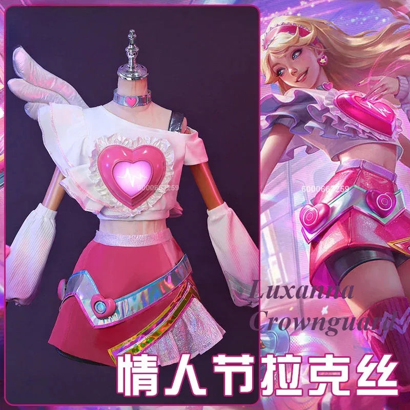 

LOL Lovestruck Luxanna Crownguard Косплей Костюм LOL День святого Валентина Skin Lux Женский наряд для ролевых игр Хэллоуин Вечеринка