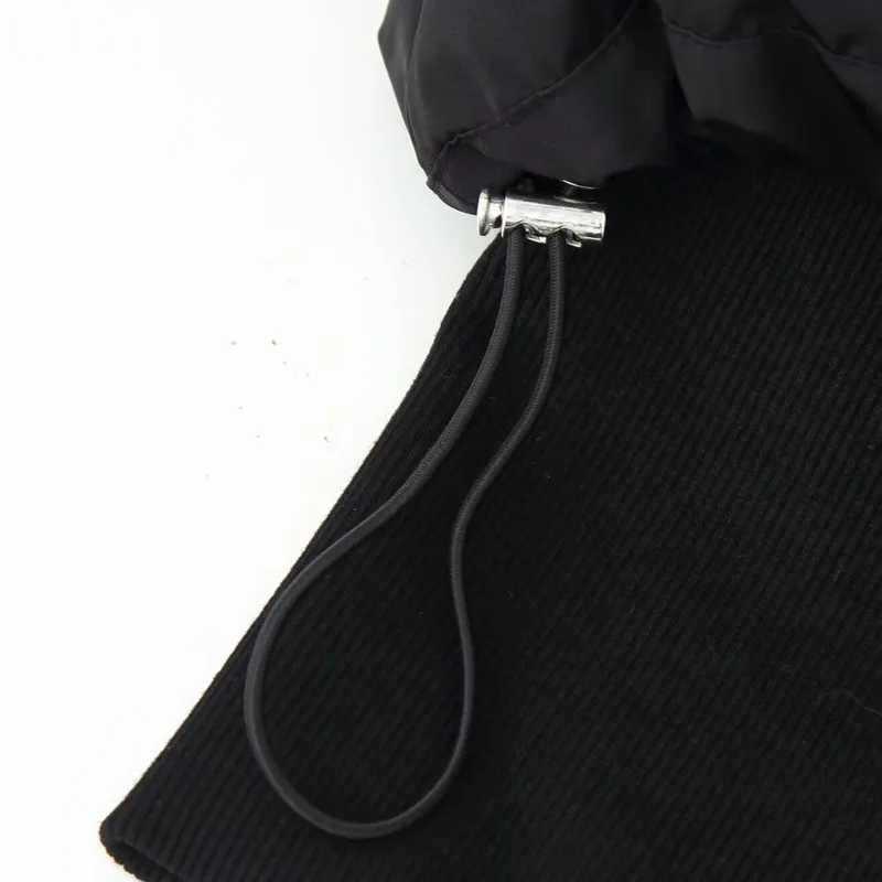 HKSH شتاء جديد إمرأة معطف مبطّن الوقوف طوق سستة كم طويل المرقعة الخصر Cinching موضة Ins قصيرة سترة دافئة HK12838