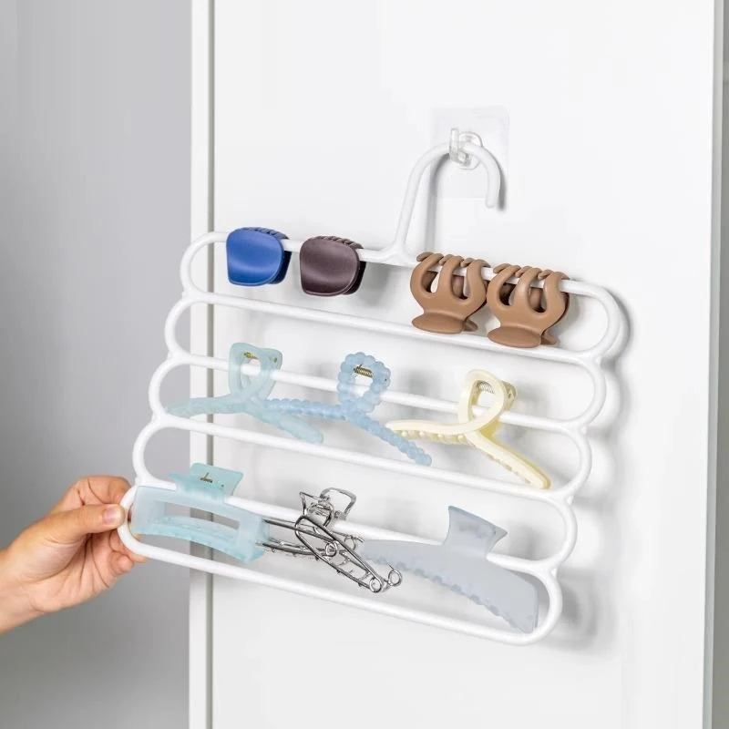 Cabelo Garra Armazenamento Rack Organizador, 5-Layer Headband Titular, Chapéus, Meias, Bonés, Organizadores de armazenamento, pendurado na parede, Hairpin