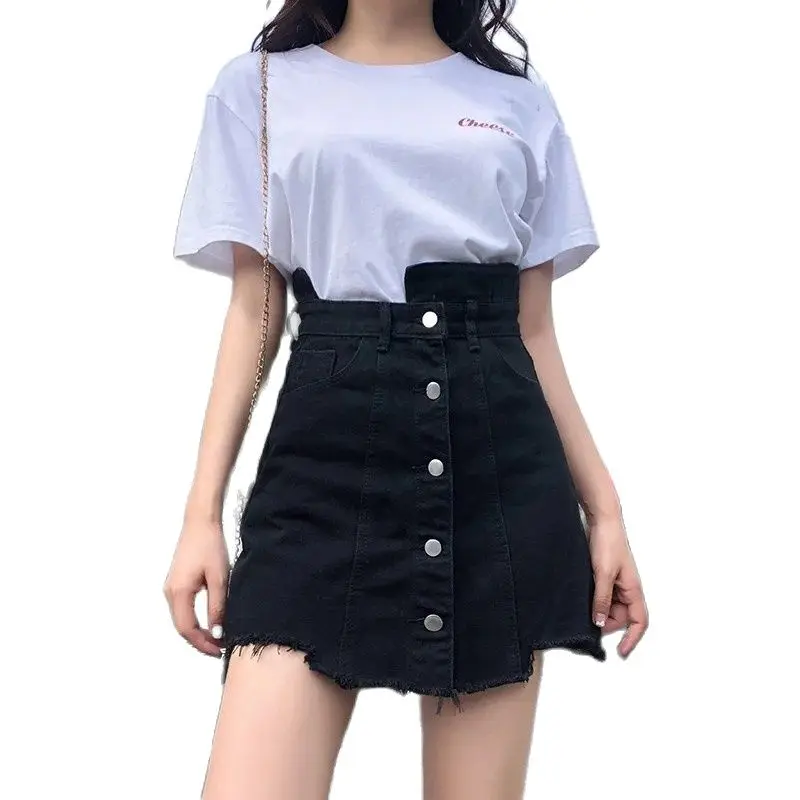 New Women Denim Mini Skirt Charm Fashion 2022 Summer High Waist Skirt Package Hip Sexy Jeans irregular Harajuku Cotton A-Skirt