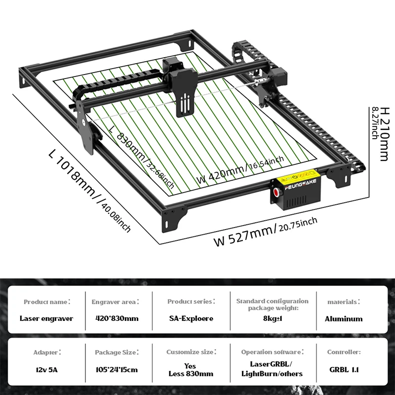 Feungsake Sa4283 Laser Machine Frame Kit 420*830Mm Wood Laser Engraving Cutting Machine Kit Grbl 1.1