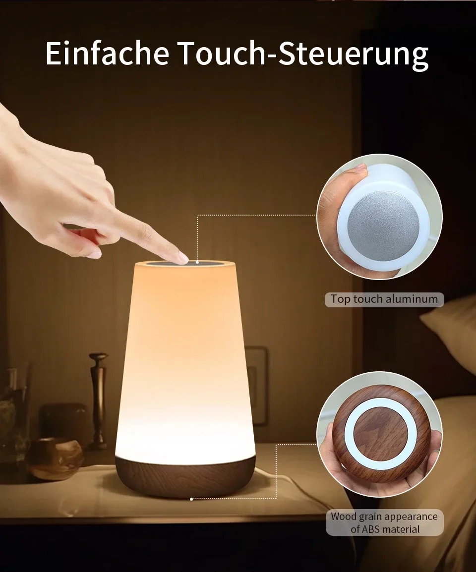 Tuya WiFi Smart Light Bedside Led Night Lights Dimmable Table Lamp RGB Touch Lamp Voice APP Control Google Home Alexa Smartlife