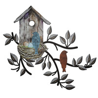 Decor Metal Art Metal Leaf Wall Decor Metal Tree Outdoor Wall Art Wall Decor With Birdhouse Decoration New Practical