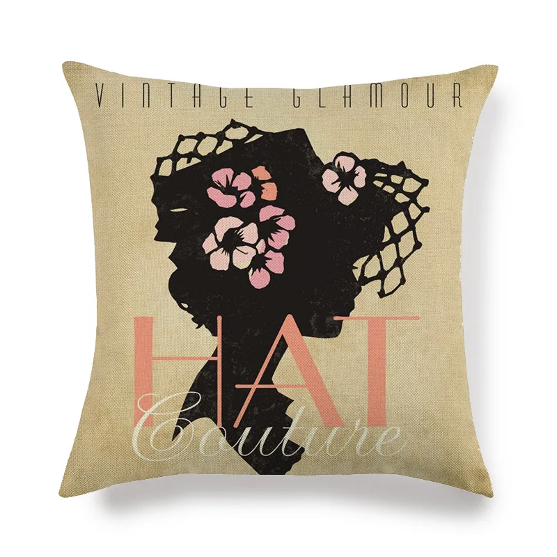 Simple black lettered human head Digital printing short plush pillow covers for car sofa office cushion cover home goods