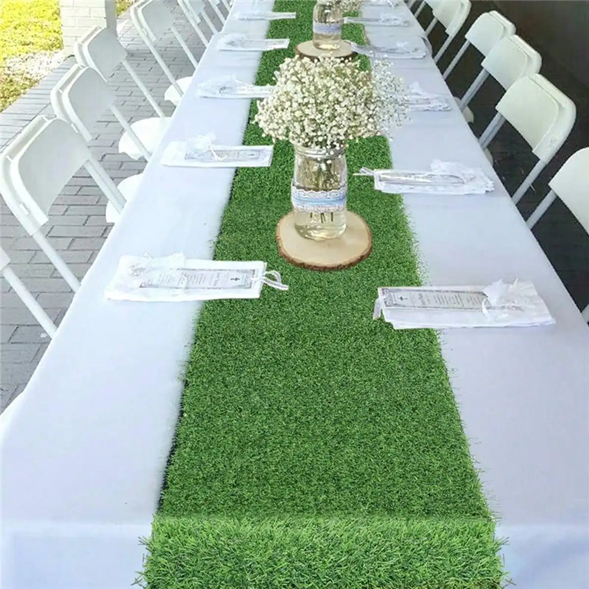 Artificial Turf Table Runner Simulation Grass Table Flag Hawaii Simulation Turf Tablecloth Wedding Birthday Outdoor Home P