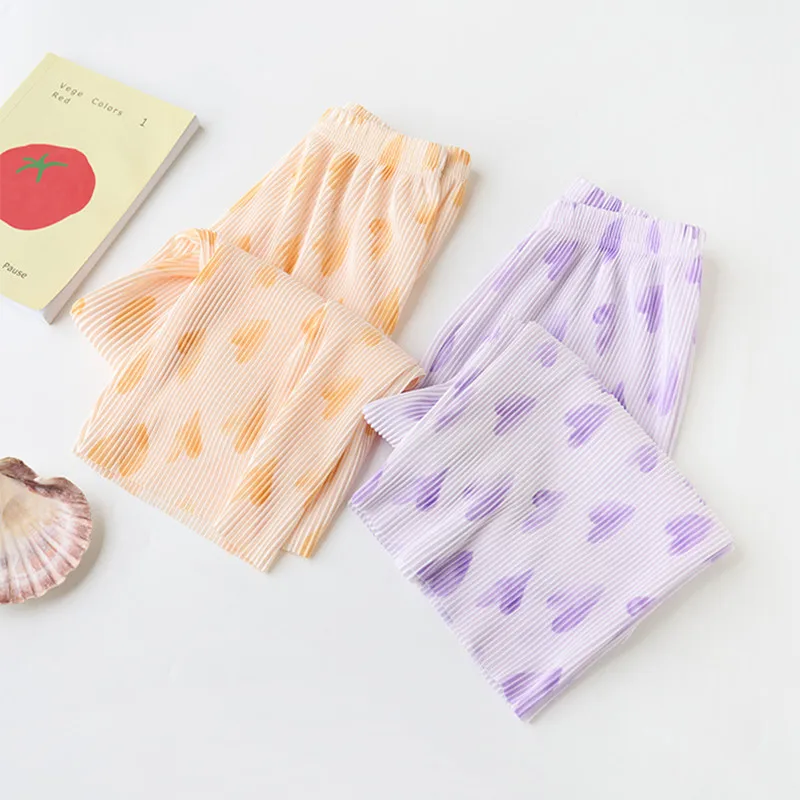 new delivery student wide-leg pant 110-150 polyester fashion girls clothes summer spring children kids pants 3-8year lovely