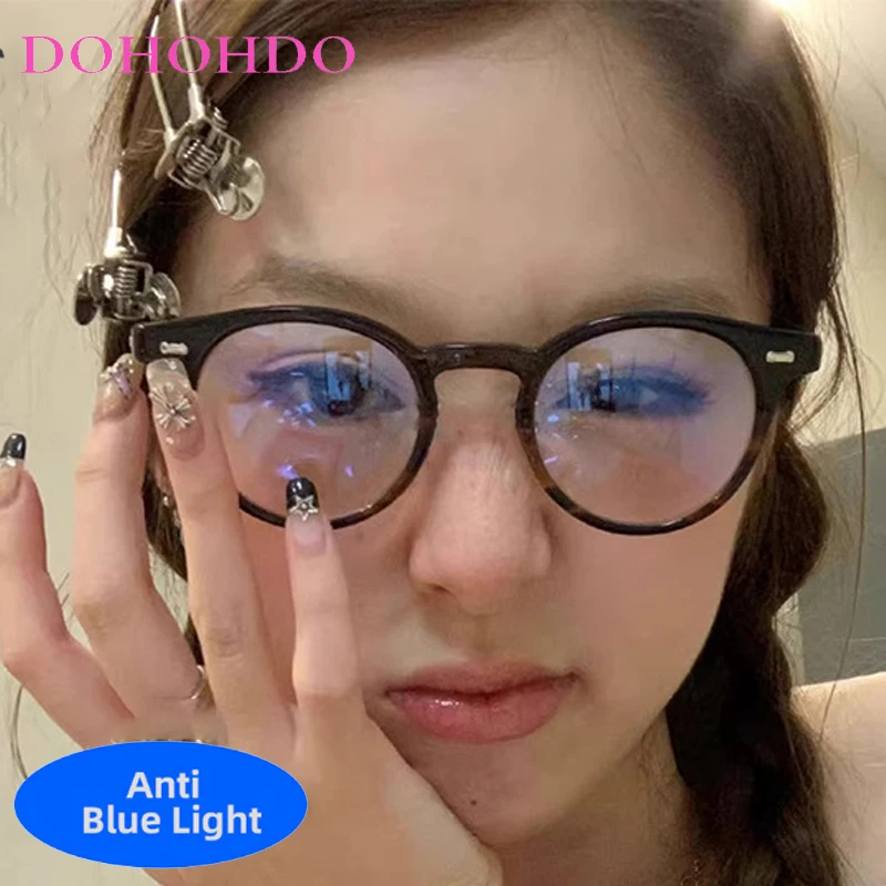 

Classic Rivets Decorate Round Frame Optical Women Men Glasses Luxury Design Games Reading Anti-Blue Light Glasses Unisex Очки