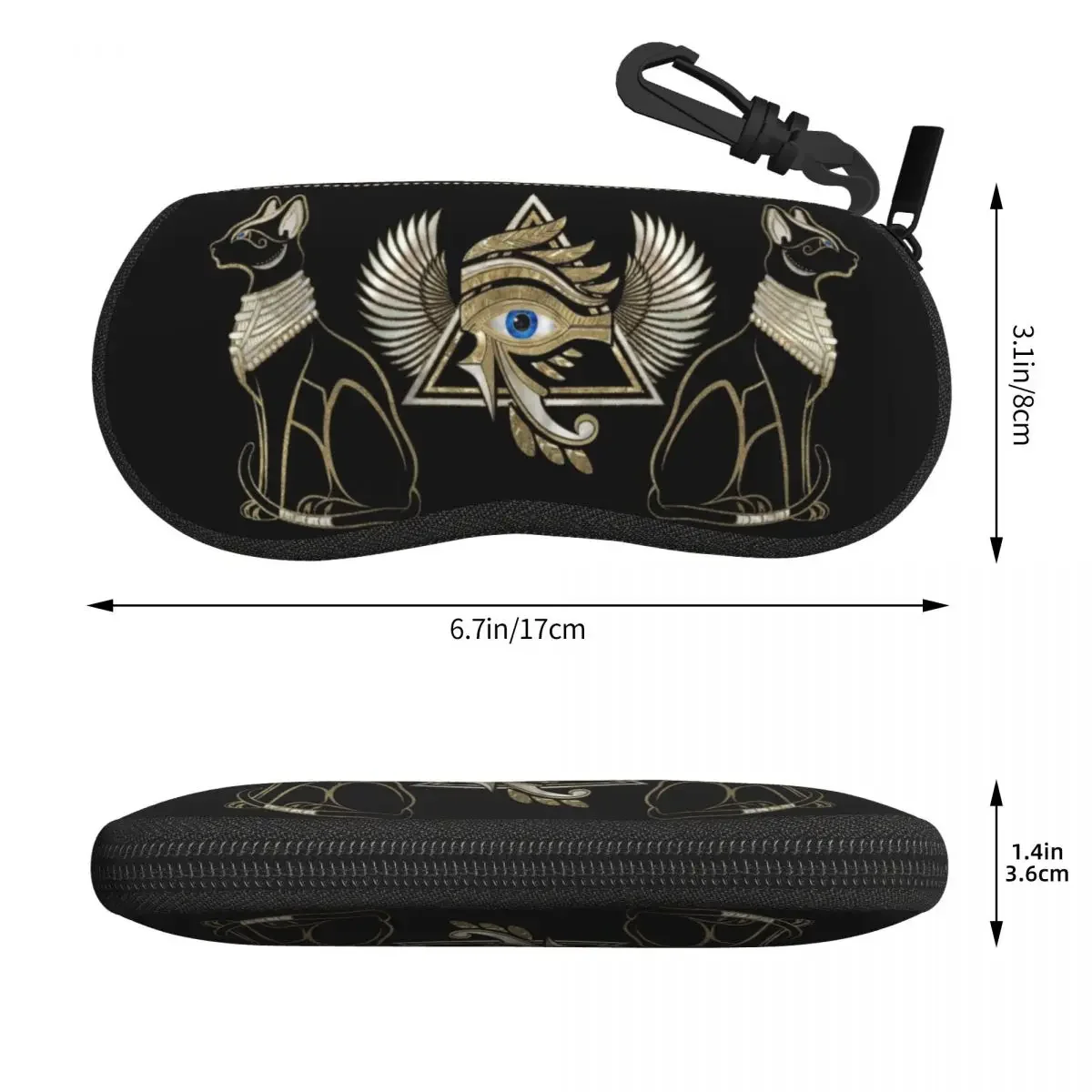 Custom Egyptian Cats Eyeglass Glasses Case Men Women Soft Ancient Egypt Eye of Horus Sunglasses Protective Pouch