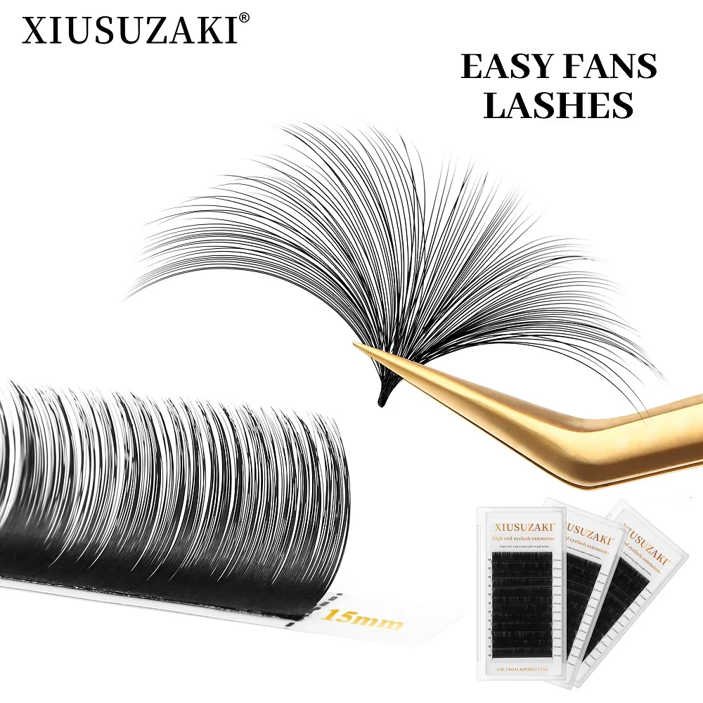 XIUSUZAKI Easy Fan Lashes Automatic Flowering Soft Premade Volume Fans Eyelash Extensions Faux Mink Fast Blooming Makeup Tools