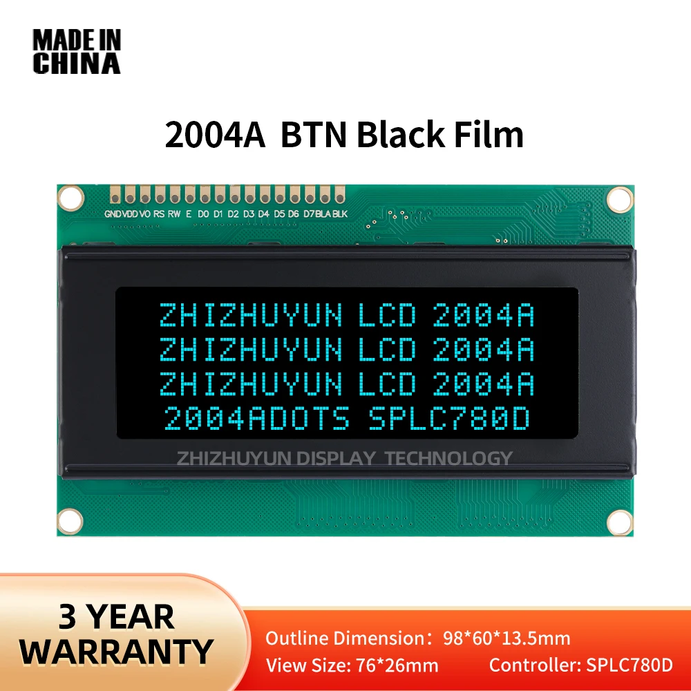 2004A Characters BTN Black Film Ice Blue Characters LCD Module English And Japanese Display Screens SPLC780D LCD Screen