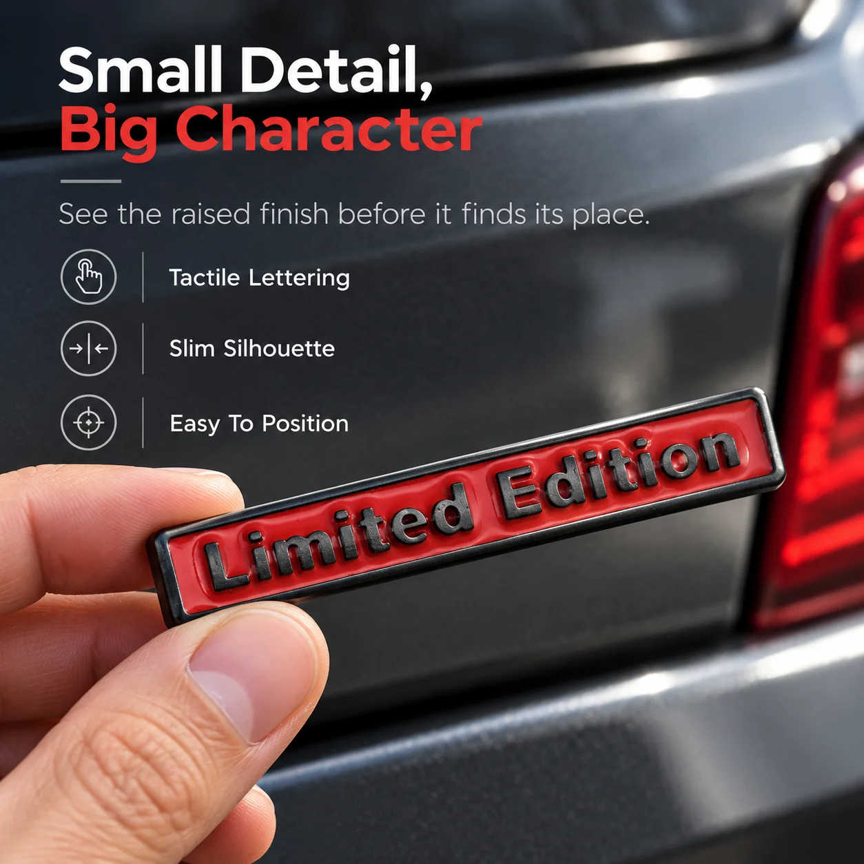Limited Edition Metal Car Trunk Badge Emblem for Audi, Zinc Alloy Rear Decoration, Raised Lettering, 3 Color Options, 65mm Long