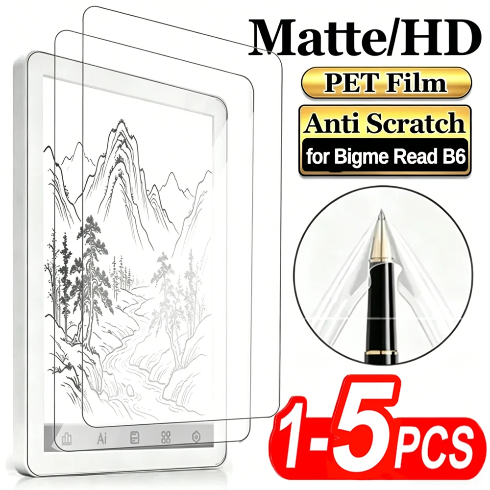 5-1pcs Soft PET Hydrogel Films for Bigme Read B6 E-reader HD Clear&Matte Anti-Glare Anti-scratch Full Coverage Screen Protectors