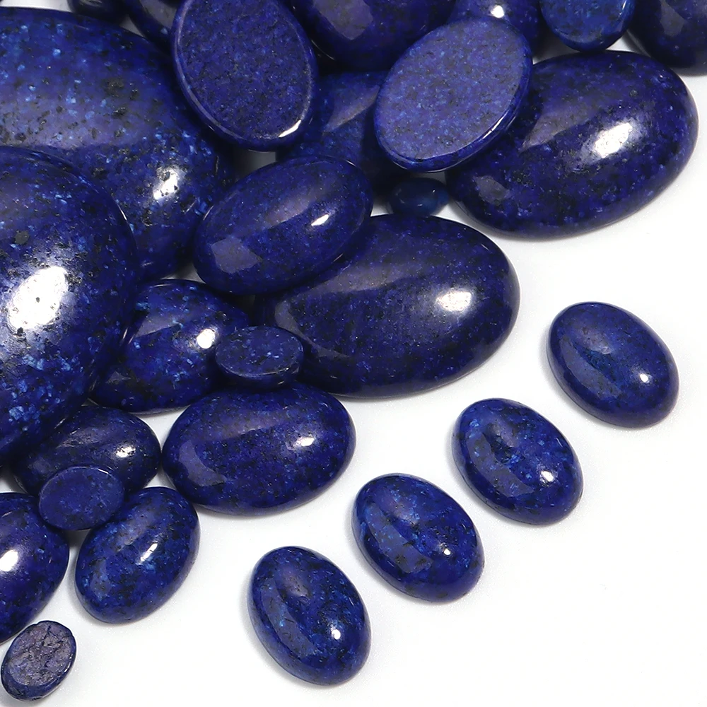 2-10pcs Lazurite Cabochon Beads Natural Stone Oval Flatback Cabochon Bead Necklace Earring Ring DIY Jewelry Making Accessories