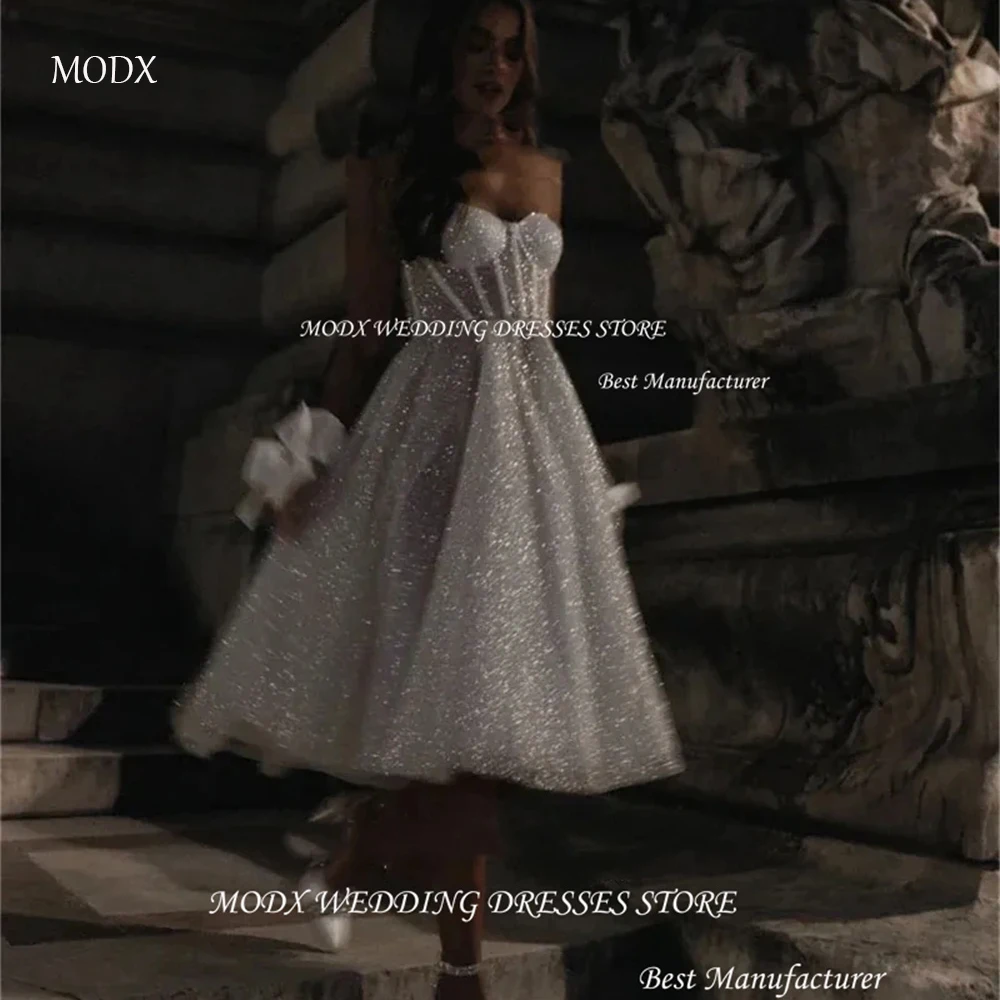 

MODX Glitter Party Dresses Strapless Pleat Draped Prom Dresses Tulle Bridal Gowns Bride Robes Vestidos Evening Dresses